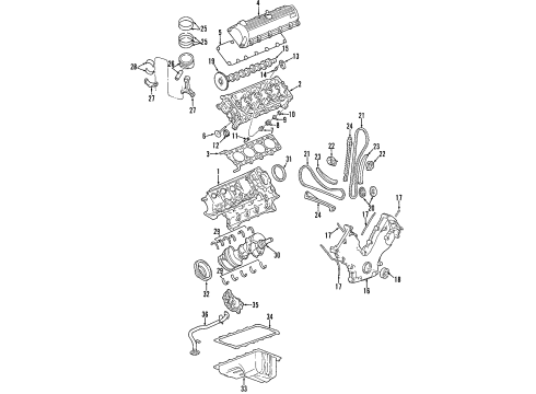 2000 Ford Expedition Engine Parts, Mounts, Cylinder Head & Valves, Camshaft & Timing, Oil Pan, Oil Pump, Crankshaft & Bearings, Pistons, Rings & Bearings Chain Guide Diagram for 4R3Z-6B274-BA