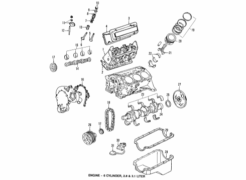 1989 Pontiac Grand Prix Engine Parts, Mounts, Cylinder Head & Valves, Camshaft & Timing, Oil Pan, Oil Pump, Crankshaft & Bearings, Pistons, Rings & Bearings Strut Asm-Engine Mount Diagram for 10056753