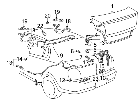 2001 Toyota Echo Trunk Cylinder & Keys Diagram for 69055-52090