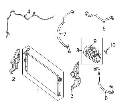 2009 Nissan Altima A/C Condenser, Compressor & Lines Bolt Diagram for 11916-8J00A