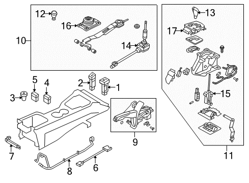 2010 Hyundai Genesis Coupe Gear Shift Control - AT Rod Assembly Diagram for 43725-2M200