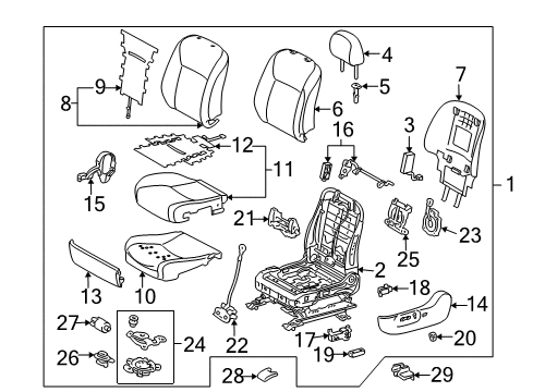 2011 Lexus HS250h Front Seat Components Support Assembly, Front Seat Diagram for 71930-44020-A4