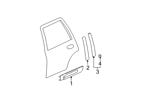 2002 GMC Envoy XL Exterior Trim - Rear Door Side Molding Diagram for 15053123