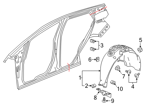 2017 Chevrolet Bolt EV Quarter Panel & Components Deflector Diagram for 42615473