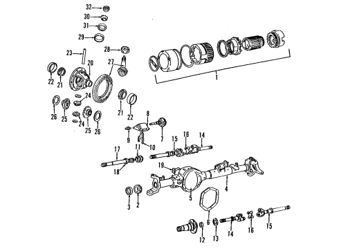 1991 Dodge W350 Front Axle, Differential SPACER-Mode Fork Assembly Partial Diagram for 4137764