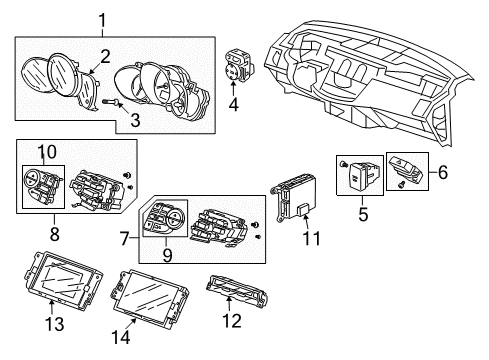 2011 Acura RDX Cluster & Switches, Instrument Panel Meter Assembly, Combination Diagram for 78100-SZP-A01