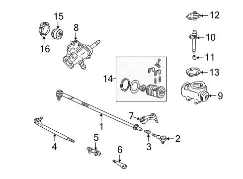 1997 GMC C2500 P/S Pump & Hoses, Steering Gear & Linkage Adjuster Kit, Steering Linkage (Includes Clamps, Bolts, Nuts, Tube) Diagram for 26023006