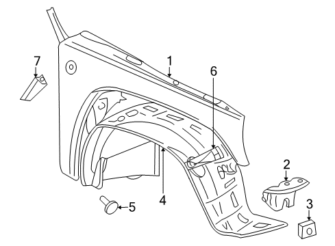 2003 Jeep Liberty Fender & Components Shield-Front Fender Diagram for 55360144AG