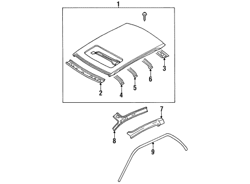 1995 Nissan 200SX Roof & Components Weatherstrip-Roof Drip, LH Diagram for 76843-1M501