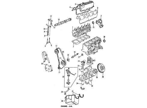1989 Dodge Dakota Engine Parts, Mounts, Cylinder Head & Valves, Camshaft & Timing, Oil Pan, Oil Pump, Crankshaft & Bearings, Pistons, Rings & Bearings INSULATOR Engine Front SUPT Right Diagram for 52019285