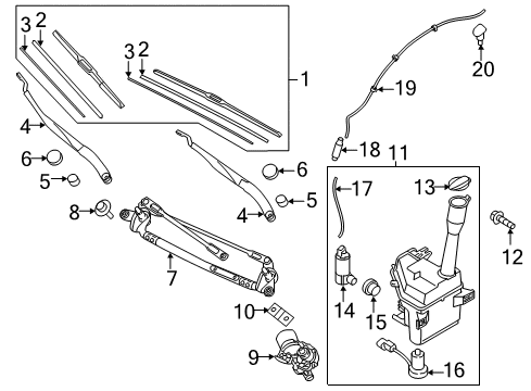 2016 Kia Optima Wiper & Washer Components Windshield Wiper Motor Assembly Diagram for 981101H900