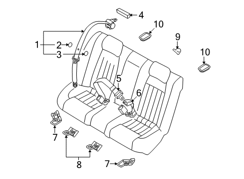 2010 Hyundai Genesis Seat Belt Bezel Assembly-Child Anchor Diagram for 89897-3M050-BR