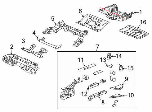 2019 Honda Civic Rear Body - Floor & Rails Stiffener B, R. RR. Frame Diagram for 65613-TGG-A00ZZ