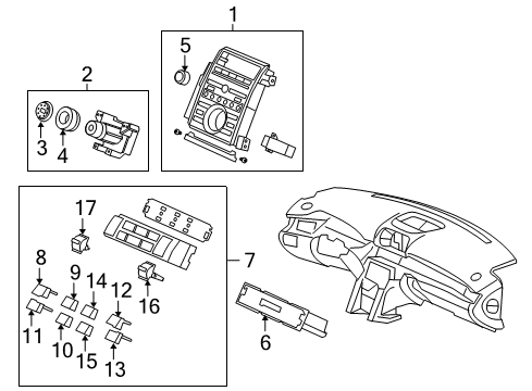 2012 Acura RL Cluster & Switches, Instrument Panel Amplifier Assembly, Automatic Air Conditioner Diagram for 79610-SJA-A03