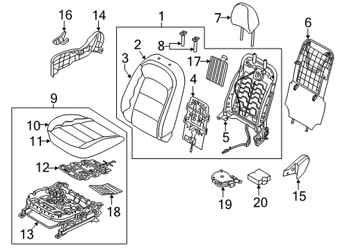 2014 Kia Forte Passenger Seat Components Cushion Assembly-Front Seat Diagram for 88200A7900K3C