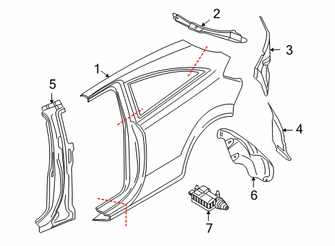 2008 Saturn Astra Quarter Panel & Components Latch, Fuel Tank Filler Door Diagram for 13111599