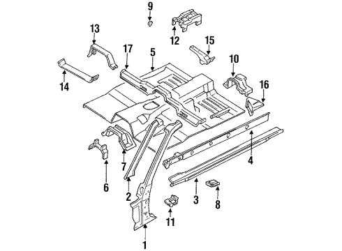 1992 Infiniti M30 Hinge Pillar, Rocker Panel, Floor Floor-Front Diagram for 74312-F6638