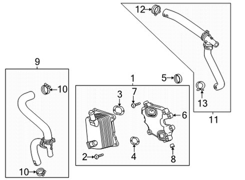 2020 Cadillac CT4 Engine Oil Cooler Oil Cooler Assembly Diagram for 12699975