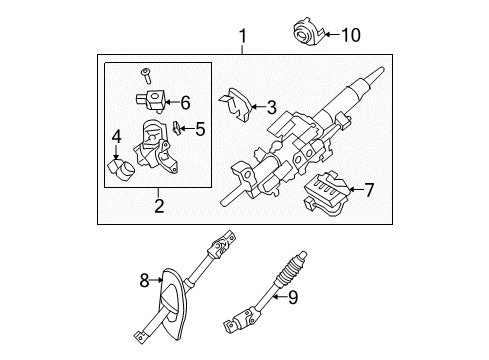 2009 Toyota Tundra Ignition Lock Column Assembly Diagram for 45250-0C290