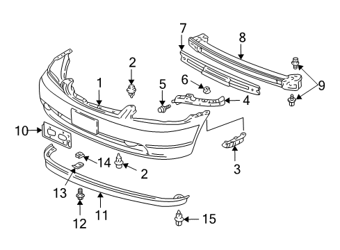 2001 Honda Civic Front Bumper Frame, Front License Plate Diagram for 71145-S5A-A00