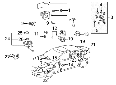 2011 Lexus LS600h ABS Components Cushion, Brake Actuator Bracket Diagram for 44547-50120