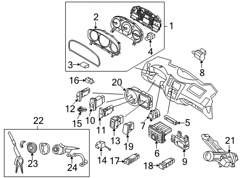 2008 Hyundai Veracruz Cluster & Switches, Instrument Panel Coil Antenna Assembly Diagram for 95440-3J100
