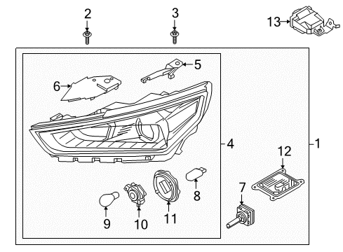 2019 Hyundai Ioniq Headlamps Bracket Assembly-Head Lamp Mounting, RH Diagram for 92141-G2000