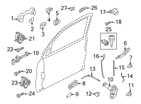 2009 Ford Escape Front Door Cylinder Rod Diagram for 8L8Z-7822135-A