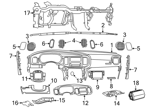 2015 Dodge Charger Instrument Panel Grille-DEFROSTER Diagram for 1JQ67DX9AK