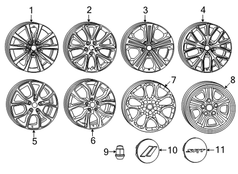 2021 Dodge Durango Wheels, Covers & Trim Aluminum Diagram for 6QP26RNWAA