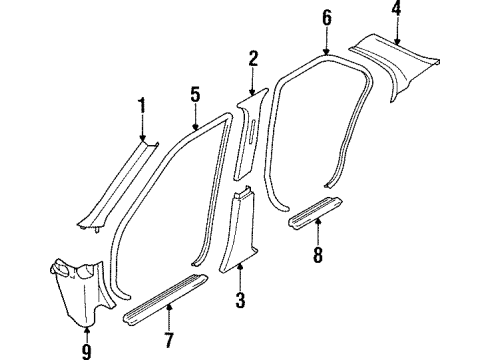 1998 Infiniti I30 Interior Trim - Pillars, Rocker & Floor Finisher-Rear Pillar, LH Diagram for 76935-2L903