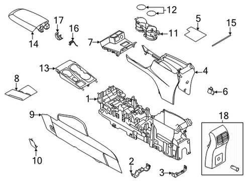 2022 Ford Escape Center Console Top Panel Diagram for JX7Z-58044E50-DB