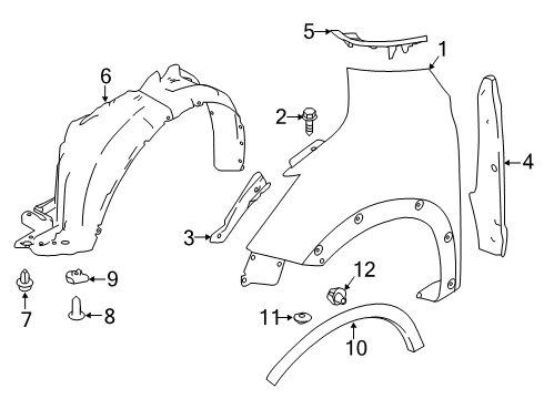 2018 Nissan Kicks Fender & Components, Exterior Trim Protector-Front Fender, LH Diagram for 63843-5RB0A