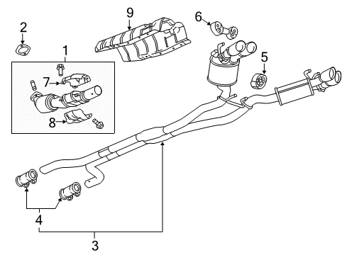 2015 Chevrolet Camaro Exhaust Components Converter & Pipe Diagram for 22980286