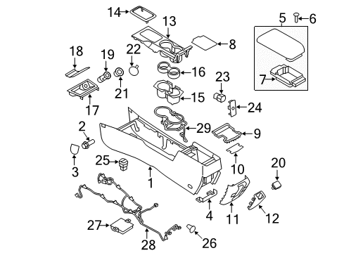 2011 Ford Fusion Console Console Body Diagram for AE5Z-54045A36-BA