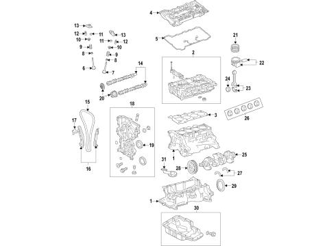 2020 Kia Soul Engine Parts, Mounts, Cylinder Head & Valves, Camshaft & Timing, Oil Pan, Oil Pump, Crankshaft & Bearings, Pistons, Rings & Bearings, Variable Valve Timing Piston & Pin & Snap Diagram for 230412E801