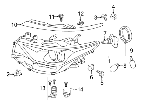 2018 Toyota Corolla iM Bulbs Repair Bracket Diagram for 81194-12180