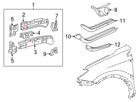 2015 Toyota RAV4 Structural Components & Rails Bracket Diagram for 51401-42020