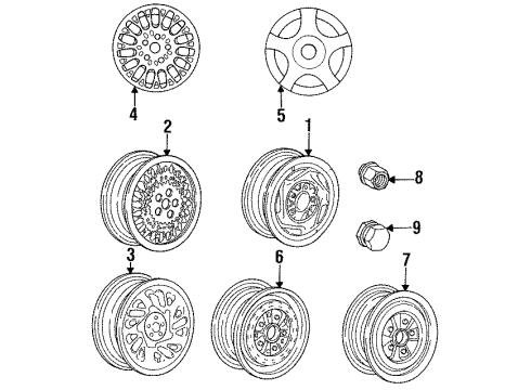 1995 Chrysler Town & Country Wheels Wheel Diagram for 4684216