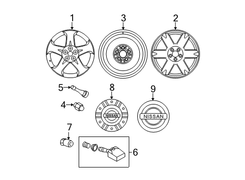 2005 Nissan Murano Tire Pressure Monitoring Disc Wheel Cap Diagram for 40315-CA100