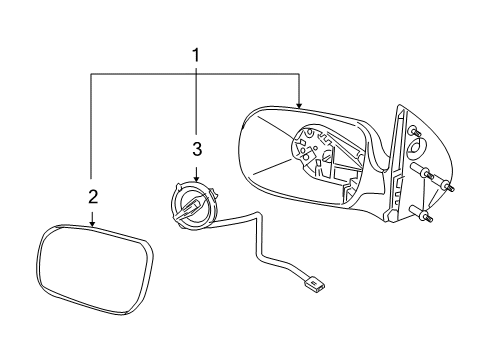 2008 Chevrolet Uplander Mirrors Glass Diagram for 89044540