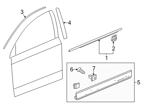 2015 Honda CR-V Exterior Trim - Front Door Molding Assy, L FR Do Diagram for 72450-T0G-A01