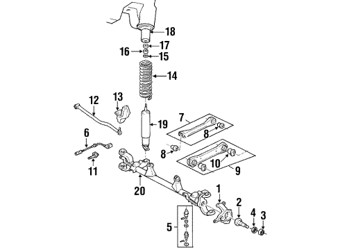 1997 Jeep Grand Cherokee Front Suspension Components, Lower Control Arm, Upper Control Arm, Stabilizer Bar Screw Diagram for 6504416