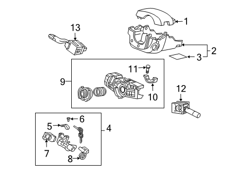 2002 Honda Civic Shroud, Switches & Levers Cover, Column (Upper) (Graphite Black) Diagram for 77350-S5A-A01ZA