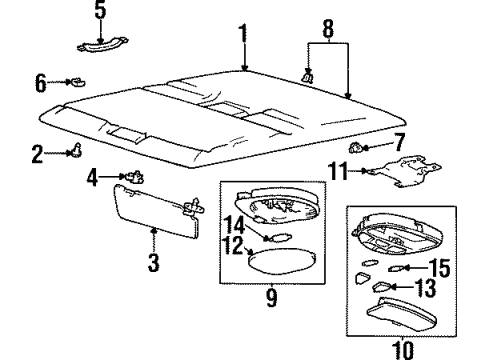 2001 Hyundai Tiburon Interior Trim - Roof Room Lamp Assembly Diagram for 92800-22050-KU