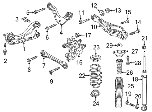 2016 Honda Civic Rear Suspension Components, Stabilizer Bar Sleeve, Dust Cover Diagram for 52688-TBA-A01