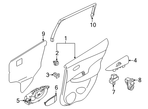 2017 Nissan Leaf Switches Cover-Sash Inner, LH Diagram for 822D5-3NF0A