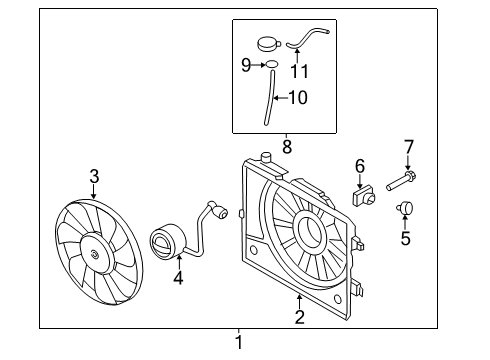 2020 Hyundai Accent Cooling System, Radiator, Water Pump, Cooling Fan Gasket-Radiator Reservoir Diagram for 254422F800
