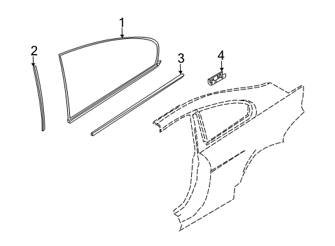 2005 BMW 645Ci Quarter Panel - Glass & Hardware Door Weather Strip Outer Left Diagram for 51377008575