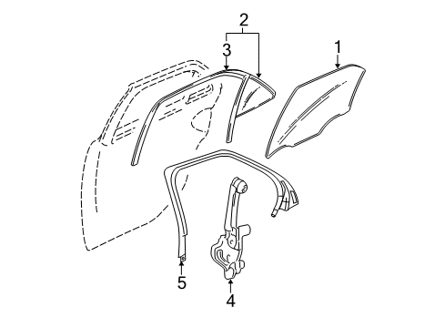 2009 Cadillac STS Rear Door Fixed Glass Diagram for 25779159